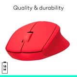 Logitech M330 Silent Plus mus Højre hånd RF trådløst Mekanisk 1000 dpi Rød, Højre hånd, Mekanisk, RF trådløst, 1000 dpi, Rød