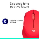 Logitech M330 Silent Plus mus Højre hånd RF trådløst Mekanisk 1000 dpi Rød, Højre hånd, Mekanisk, RF trådløst, 1000 dpi, Rød