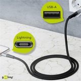 goobay USB 2.0 adapterkabel, USB-A stik > Lightning stik grå/Sølv