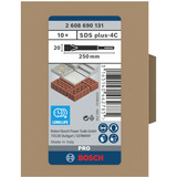 Bosch 2 608 690 131 borehoved Flat mejselborebit 10 stk Borehammer, Flat mejselborebit, 250 mm, SDS-plus, 10 stk