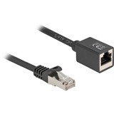 DeLOCK Netværksforlængerkabel RJ-45 stik > RJ-45 hun Cat.6a S/FTP, Forlængerledning Sort