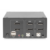 Digitus KVM-switch DisplayPort 2x 1, KVM-switchen Sort