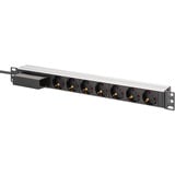 Digitus Stikdåse 19" PDU med aluminiumprofil, 7-vejs, Strømskinne Sort/aluminium
