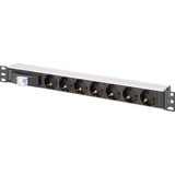 Digitus Stikdåse 19" PDU med aluminiumprofil, 7-vejs, Strømskinne Sort/aluminium