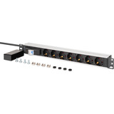 Digitus Stikdåse 19" PDU med aluminiumprofil, 7-vejs, Strømskinne Sort/aluminium