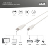 Digitus USB 2.0 tilslutningskabel USB-A (stik) > USB-B (stik) Beige