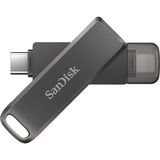 SanDisk iXpand USB-nøgle 256 GB USB Type-C / Lightning 3.2 Gen 1 (3.1 Gen 1) Sort, USB-stik Sort, 256 GB, USB Type-C / Lightning, 3.2 Gen 1 (3.1 Gen 1), Svirvel, Beskyttelse af adgangskode, Sort