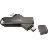 SanDisk iXpand USB-nøgle 256 GB USB Type-C / Lightning 3.2 Gen 1 (3.1 Gen 1) Sort, USB-stik Sort, 256 GB, USB Type-C / Lightning, 3.2 Gen 1 (3.1 Gen 1), Svirvel, Beskyttelse af adgangskode, Sort