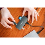 Verbatim CMH-09 USB Type-C 10000 Mbit/s Sølv, Docking station grå, USB Type-C, HDMI, RJ-45, USB 3.2 Gen 1 (3.1 Gen 1) Type-A, USB 3.2 Gen 2 (3.1 Gen 2) Type-A, USB 3.2 Gen 2..., MicroSD (TransFlash), SD, 10000 Mbit/s, 60 Hz, Sølv