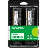 ADATA AD5U560032G-DT hukommelsesmodul 64 GB 2 x 32 GB DDR5 288-pin DIMM Sort, 64 GB, 2 x 32 GB, DDR5, 5600 MHz, 288-pin DIMM