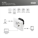 Digitus Sikkerhedsindbygningsstik, med 1x USB-A og 1x USB-C, Stikdåse Hvid