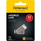 Intenso cMobile Line USB-nøgle 32 GB USB Type-A / USB Type-C 3.2 Gen 1 (3.1 Gen 1) Sølv, USB-stik Sølv, 32 GB, USB Type-A / USB Type-C, 3.2 Gen 1 (3.1 Gen 1), 70 MB/s, Svirvel, Sølv