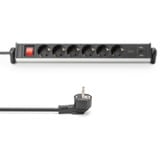 Digitus Kontor stikdåse 6-vejs, 3x USB, Strømskinne Sølv/Sort