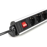 Digitus Kontor stikdåse 6-vejs, 3x USB, Strømskinne Sølv/Sort