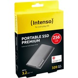 Intenso 256GB Premium Anthracit, Solid state-drev antracit, 256 GB, 1.8", Micro-USB B, 3.2 Gen 1 (3.1 Gen 1), 320 MB/s, Anthracit