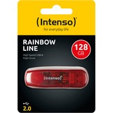 Intenso Rainbow Line USB-nøgle 128 GB USB Type-A 2.0 Rød, Transparent, USB-stik Rød, 128 GB, USB Type-A, 2.0, 28 MB/s, Hætte, Rød, Transparent