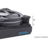 Alphacool Kappe & afkobling 140mm (7mm tyk), Monteringsrammen Sort