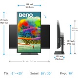 BenQ PD3205U 80 cm (31.5") 3840 x 2160 pixel 4K Ultra HD LCD Sort, LED-skærm mørk grå, 80 cm (31.5"), 3840 x 2160 pixel, 4K Ultra HD, LCD, 5 ms, Sort