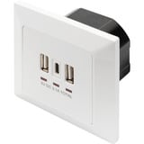 Digitus Indbygningsstik, med USB A og USB-C porte, Stikdåse Hvid