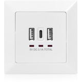 Digitus Indbygningsstik, med USB A og USB-C porte, Stikdåse Hvid