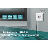 Digitus Indbygningsstik, med USB A og USB-C porte, Stikdåse Hvid