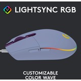 Logitech G203 LIGHTSYNC mus USB Type-A 8000 dpi, Gaming mus Lilla, USB Type-A, 8000 dpi, 1 ms, Violet