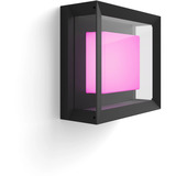 Philips White & Color Ambiance Econic Outdoor kvadratisk væglampe, LED lys Sort