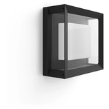 Philips White & Color Ambiance Econic Outdoor kvadratisk væglampe, LED lys Sort