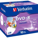 Verbatim 43508 tom DVD 4,7 GB DVD+R 10 stk, DVD tomme medier DVD+R, 120 mm, Printbar, Smykkeskrin, 10 stk, 4,7 GB