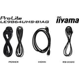 iiyama LE9864UHS-B1AG skilte display Digital fladpaneldisplay 2,49 m (98") Wi-Fi 500 cd/m² 4K Ultra HD Sort Indbygget processer Android 24/7, Offentlig visning Sort (mat), Digital fladpaneldisplay, 2,49 m (98"), 3840 x 2160 pixel, Wi-Fi, 24/7