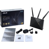 ASUS 4G-AX56 trådløs router Gigabit Ethernet Dual-band (2,4 GHz / 5 GHz) Sort Wi-Fi 6 (802.11ax), Dual-band (2,4 GHz / 5 GHz), Ethernet LAN, 3G, Sort, Bordplade router