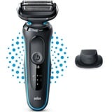 Braun Series 5 51-M1200s barbermaskine til ham Folie shaver Trimmer Sort, Blå Sort/Turkis, Folie shaver, Sort, Blå, AutoSense, Knapper, Batteri, Lithium-Ion (Li-Ion)