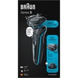 Braun Series 5 51-M1200s barbermaskine til ham Folie shaver Trimmer Sort, Blå Sort/Turkis, Folie shaver, Sort, Blå, AutoSense, Knapper, Batteri, Lithium-Ion (Li-Ion)