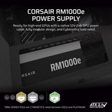 Corsair RM1000e Renoveret, PC strømforsyning Sort