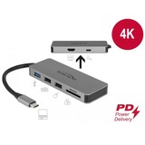 DeLOCK 87743 interface hub USB 3.2 Gen 1 (3.1 Gen 1) Type-C Grå, Docking station grå, USB 3.2 Gen 1 (3.1 Gen 1) Type-C, HDMI, USB 2.0, USB 3.2 Gen 1 (3.1 Gen 1) Type-A, USB 3.2 Gen 1 (3.1 Gen 1) Type-C, MicroSD (TransFlash), MicroSDHC, MicroSDXC, SD, SDHC, SDXC, 3840 x 2160 pixel, Grå, Metal