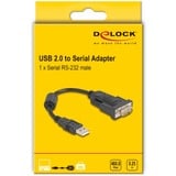 DeLOCK USB 2.0 adapter, USB-A stik > Seriel RS-232 stik Sort