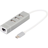 Digitus 3-port USB Type-C hub, Docking station Sølv/Hvid