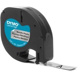 Dymo LT Metal Etikettebånd, Tape Sort på metallic, Polyester, DYMO, LetraTag 100T, LetraTag 100H, 1,2 cm, 4 m