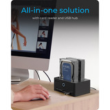 ICY BOX IB-1233CL-CR USB 3.2 Gen 1 (3.1 Gen 1) Type-A Sort, Docking station Sort, HDD, SSD, SATA, 2.5,3.5", USB 3.2 Gen 1 (3.1 Gen 1) Type-A, Sort, 5 Gbit/sek.