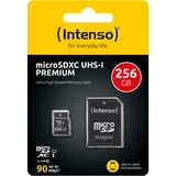 Intenso microSD Karte UHS-I Premium 256 GB Klasse 10, Hukommelseskort Sort, 256 GB, MicroSD, Klasse 10, UHS-I, 90 MB/s, Class 1 (U1)