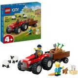 LEGO City Rød traktor med anhænger og får, Bygge legetøj Byggesæt, 4 År, Plast, 116 stk, 260 g