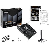 ASUS TUF GAMING B850-E WIFI AMD B850 Sokkel AM5 ATX, Bundkort Sort, AMD, Sokkel AM5, AMD Ryzen 7000 Series, AMD Ryzen 8000 Series, AMD Ryzen 9000 Series, DDR5-SDRAM, 256 GB, DIMM