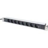 Digitus 8-Outlet strip, Strømskinne Sort/aluminium, Sort, 2 m, Kina, 50 - 60 Hz, 8 AC stikkontakt(er), 16 A