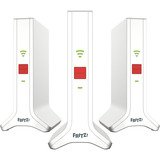 FRITZ! Mesh Set 4200, Repeater Hvid/Rød, Mesh Set 4200, Rød, Hvid, 2x2/4x4, Netværksgentager, Strøm, WLAN, Dual-band (2,4 GHz / 5 GHz), Wi-Fi 6E (802.11ax)