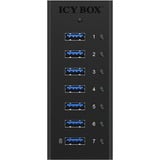 ICY BOX IB-AC618 USB 3.2 Gen 1 (3.1 Gen 1) Type-B 5000 Mbit/s Sort, USB hub USB 3.2 Gen 1 (3.1 Gen 1) Type-B, USB 3.2 Gen 1 (3.1 Gen 1) Type-A, 5000 Mbit/s, Sort, Aluminium, HDD, Strøm