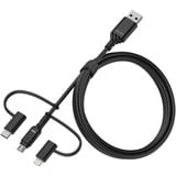 Otterbox USB 2.0 kabel, USB-A stik > Micro-USB + USB-C + Lightning stik Sort