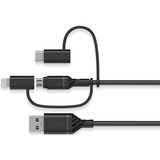 Otterbox USB 2.0 kabel, USB-A stik > Micro-USB + USB-C + Lightning stik Sort