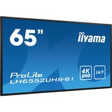 iiyama LH6552UHS-B1 skilte display Digital fladpaneldisplay 163,8 cm (64.5") IPS 500 cd/m² 4K Ultra HD Sort Indbygget processer Android 8.0 24/7, Offentlig visning Sort, Digital fladpaneldisplay, 163,8 cm (64.5"), IPS, 3840 x 2160 pixel, 24/7
