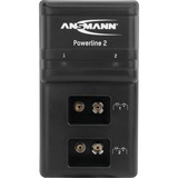 Ansmann Powerline 2, Oplader Sort, Sort, Indendørs batterioplader, 230 V, 50 Hz, 10 V, 0,075 A