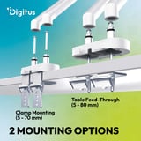 Digitus Dobbelt design skærmholder, 2x 35", 2x 10 kg, Skærmbeslag Hvid